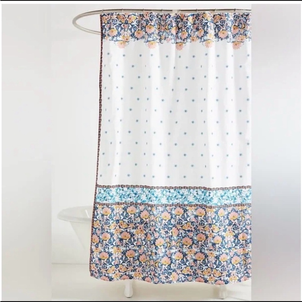 Anthropologie Louisa Floral Multicolor Shower Curtain